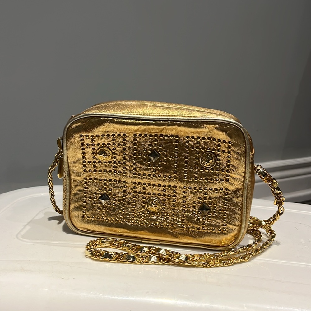 Gold crossbody bag purse with chain strap